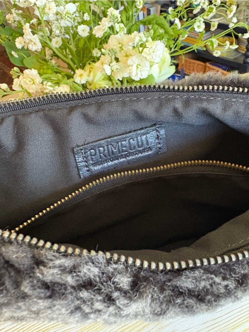 Shearling Clutch  - Dark Gray